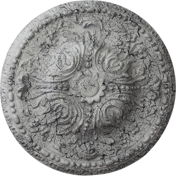 Ekena Millwork Amelia Ceiling Medallion (Fits Canopies up to 2 3/8"), 19 5/8"OD x 3/4"P, Ultra Pure White Crackle CM20AMUWC - main